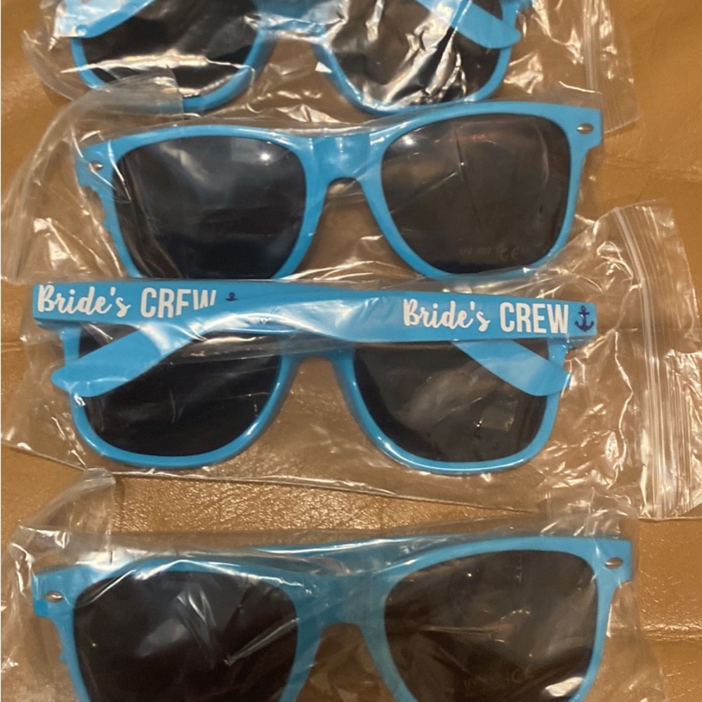 4 pairs of Bride’s Crew sunglasses. Great for nautical themed Bachelorette party